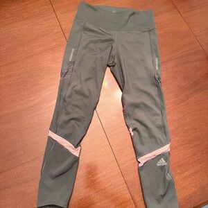 Adidas Charcoal Leggings with Coral Highlights
